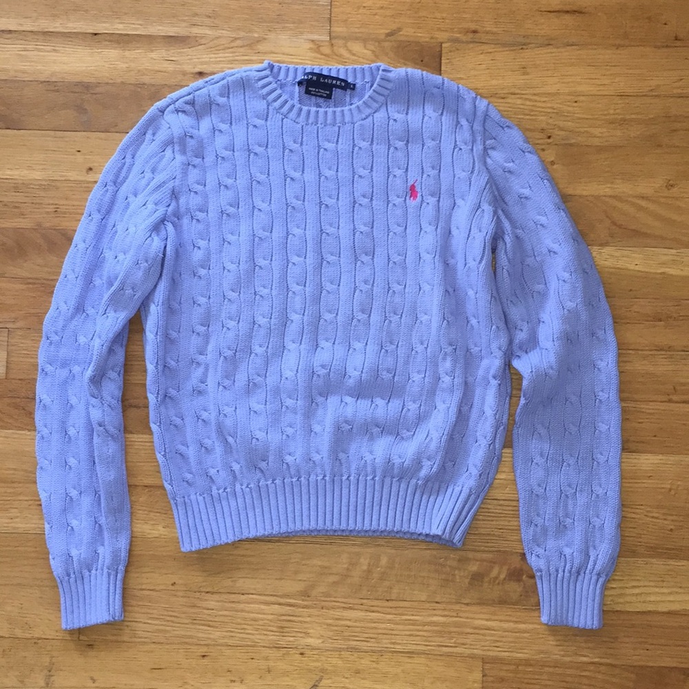 Ralph Lauren Blue Cable Knit Large Sweater